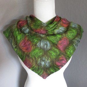 1980s green & pink abstract scarf